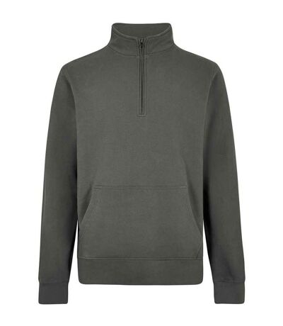 Mens Pique Quarter Zip Relaxed Fit Sweatshirt Dark Grey Kustom Kit