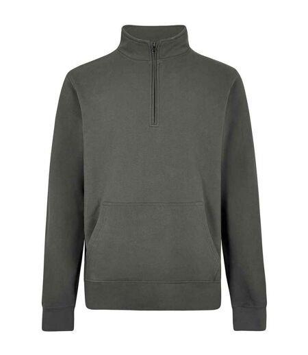 Mens Pique Quarter Zip Relaxed Fit Sweatshirt Dark Grey Kustom Kit
