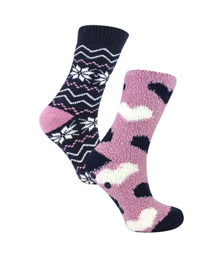 Ladies 4 Pack Fluffy Cosy Slipper Socks