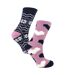 Ladies 4 Pack Fluffy Cosy Slipper Socks-4
