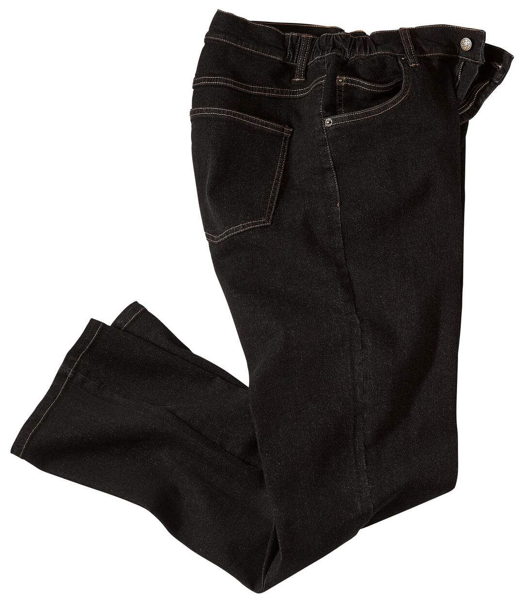 Men's Black Regular-Fit Stretch Jeans-2