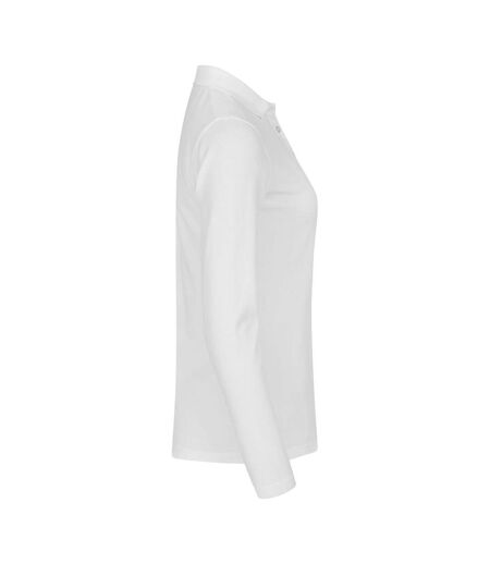 Womens/ladies Premium Stretch Long-sleeved Polo Shirt White Clique
