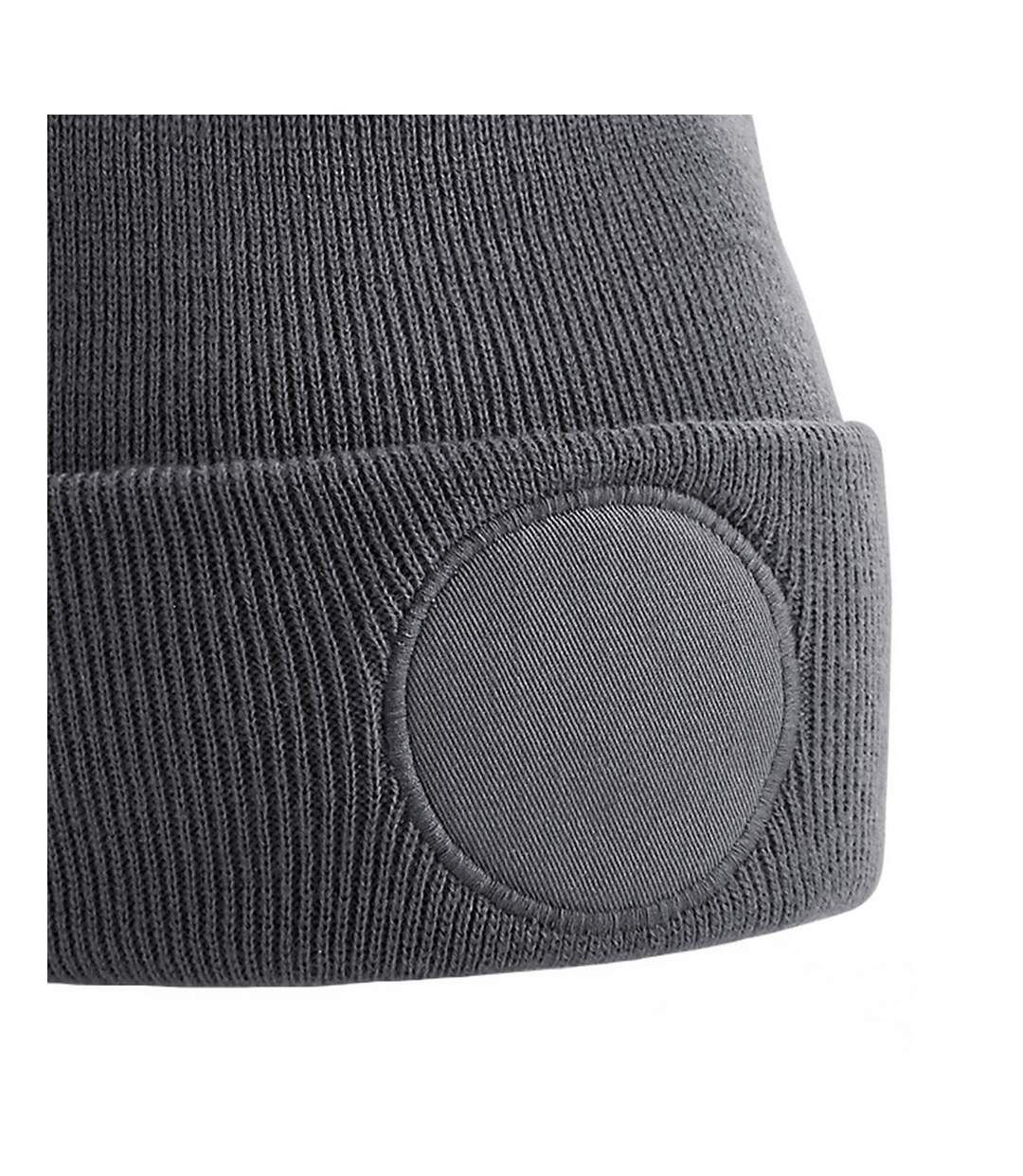 Unisex Circular Patch Cuffed Beanie Graphite Grey Beechfield-2