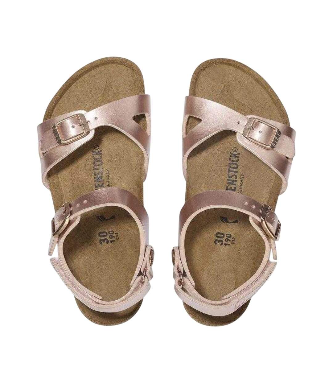 Childrens/kids Rio Suede Sandals Metallic Pink Birkenstock-3
