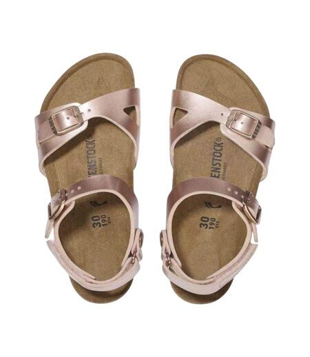 Childrens/kids Rio Suede Sandals Metallic Pink Birkenstock