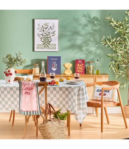 Nappe Antitache Imprimé Della Pasta 150x300cm Vert Céladon