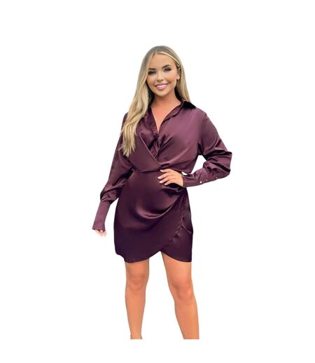 Robe Chemisier Courte Femme Pourpre Ax