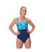 Womens/ladies Wavy One Piece Swimsuit Peacoat Sky Speedo-2