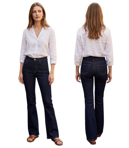 Jean Femme évasé bleu brut - Taille Haute - Elégance incontournable