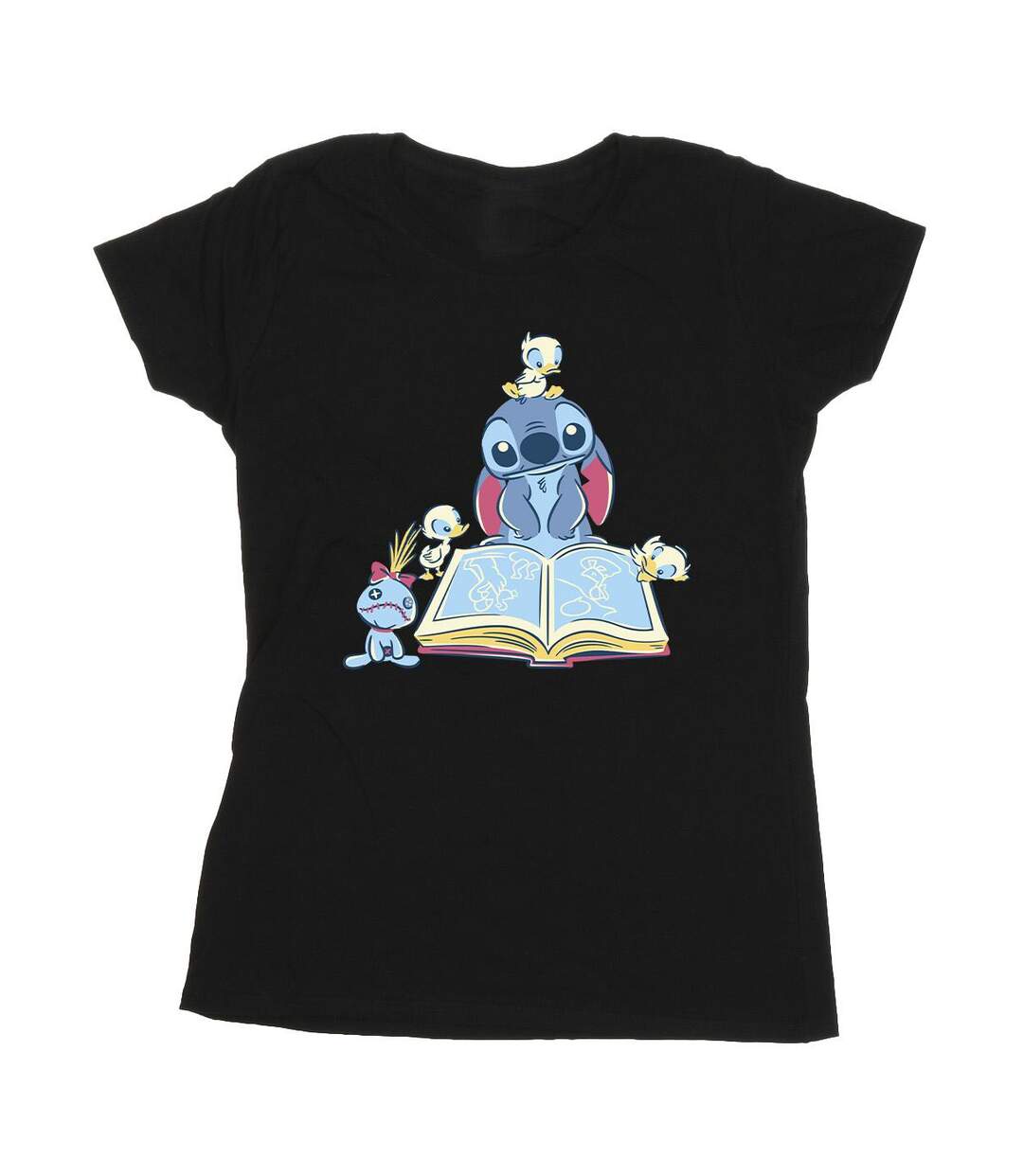 Disney T-shirt en coton Femmes/Ladies Lilo & Stitch Reading A Book (Noir) - UTBI25701-1