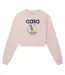 Womens/ladies Printed Cropped Long-sleeved Sweatshirt Pink Casablanca-1
