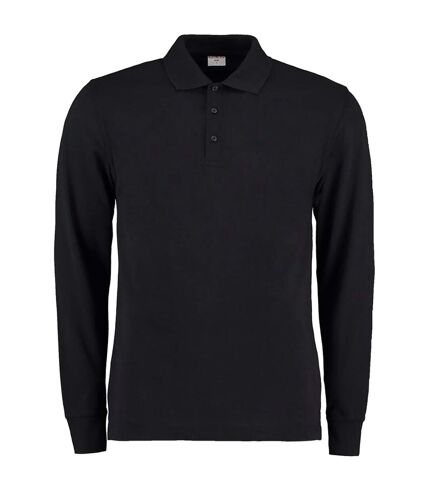 Kustom Kit Mens Pique Long Sleeve Polo Shirt (Black)