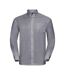 Russell Collection Mens Oxford Easy-Care Long-Sleeved Formal Shirt (Silver)