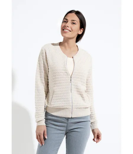 Gilet zippé esprit bomber maille brillante