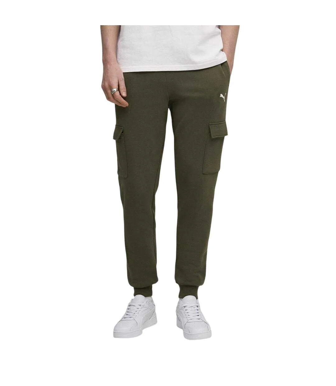 Mens Cotton Logo Sweatpants Olive Puma-3