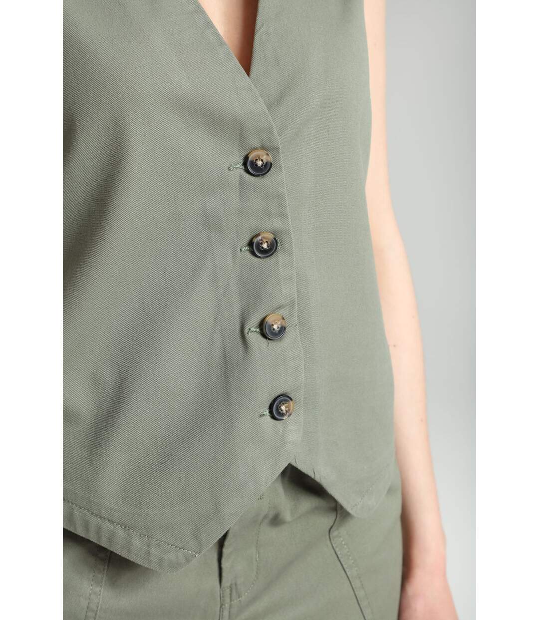 Gilet Sans Manches Structure A Boutons Femme Delice  | Gerard Pasquier Avec Col-v | Gerard Pasquier-3