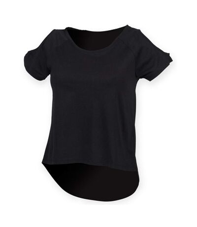 Skinni Fit Womens/Ladies Drop Tail T-Shirt (Black) - UTPC7089