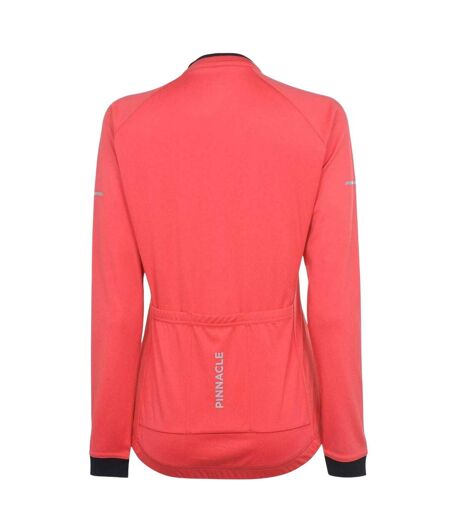 Womens/ladies Logo Long-sleeved Cycling Jersey Coral Pinnacle