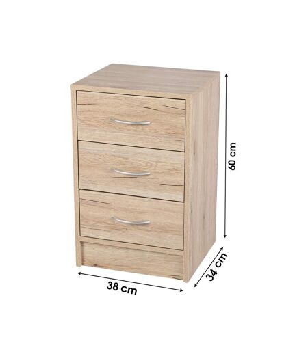 Meuble de rangement à 3 tiroirs Pratik - Hauteur 60 cm - Bois clair