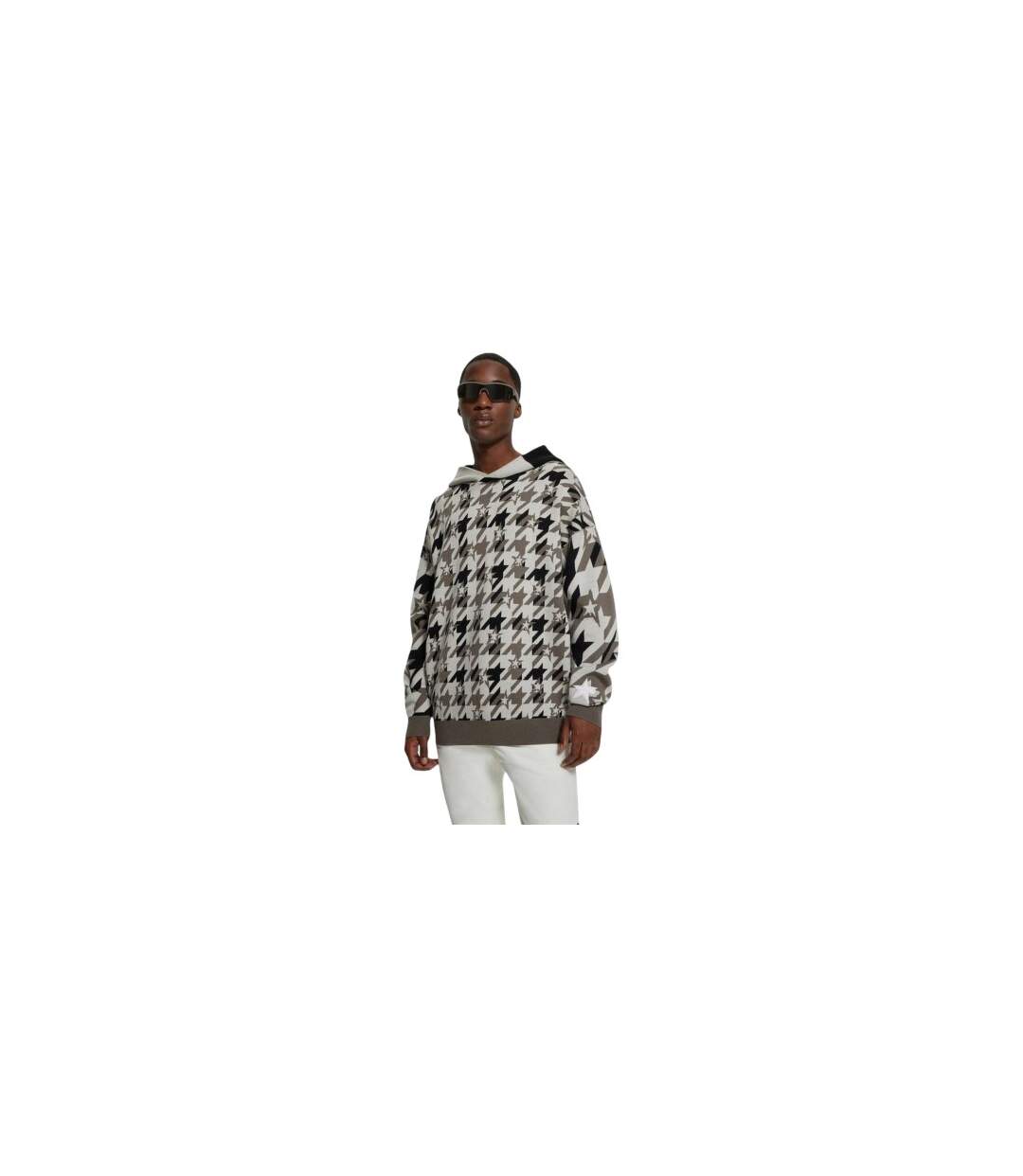 Sweat À Capuche Motif/style Pied-de-poule Homme Beige Boss-1