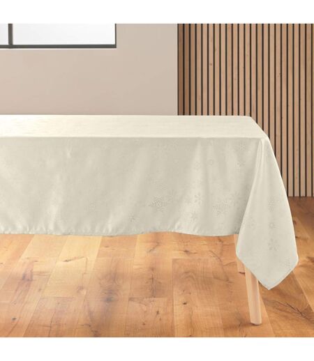 Nappe Jacquard Imprimé Flocons 140x240cm Naturel
