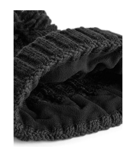 Unsiex Adultes Bonnet En Tricot Torsadé Mélangé Noir Beechfield
