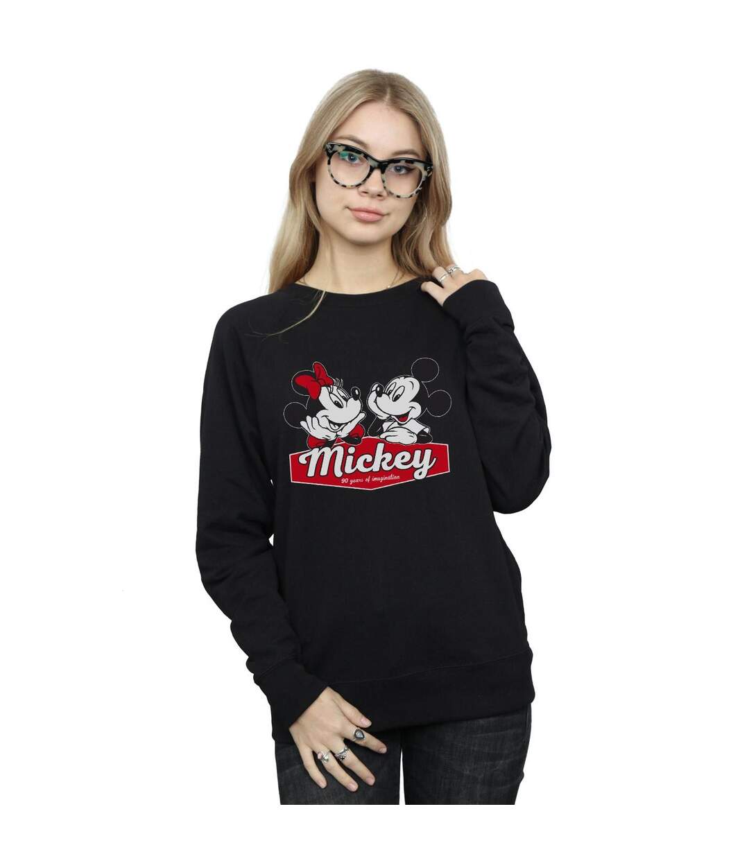 Disney Sweatshirt Womens/Ladies Mickie And Minnie 90 Years (Noir) - UTBI28041-2