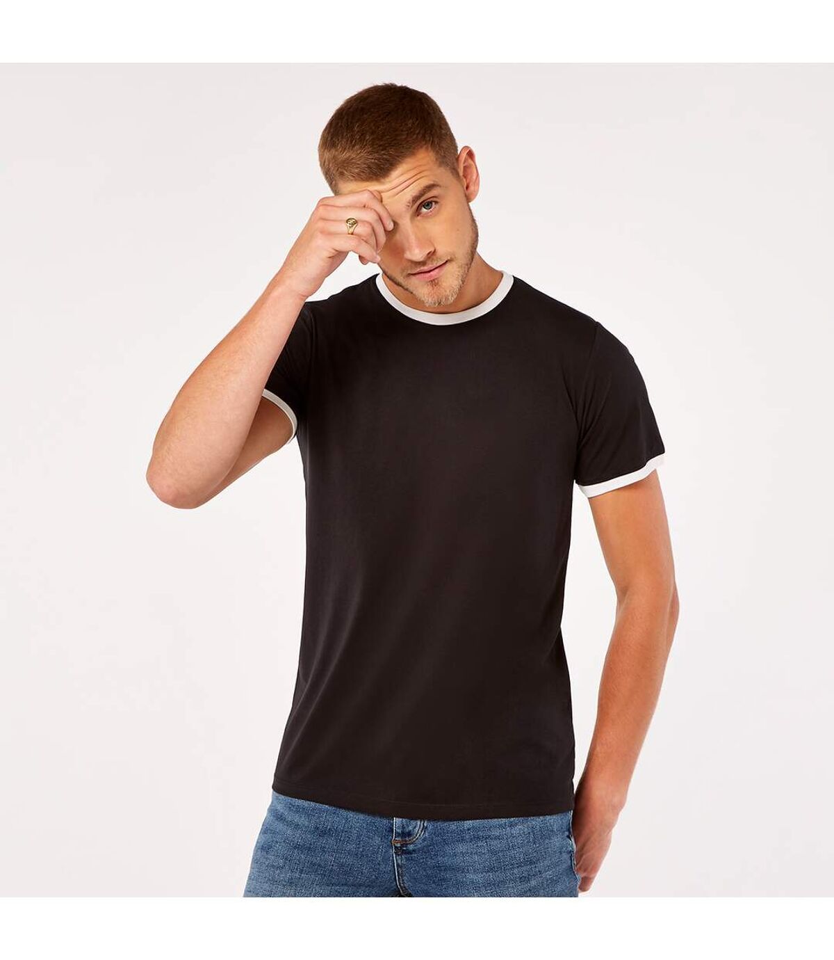 Kustom Kit - T-shirt RINGER - Homme (Noir / blanc) - UTBC4781