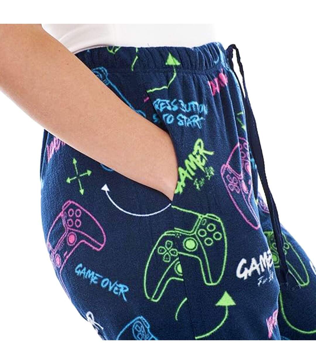 Pack Of 2  Mens Gaming Levels Game Controller Lounge Pants  Multicoloured Neon Keanu-4