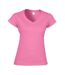 Gildan Womens/Ladies Soft Style V Neck T-Shirt (Azalea)