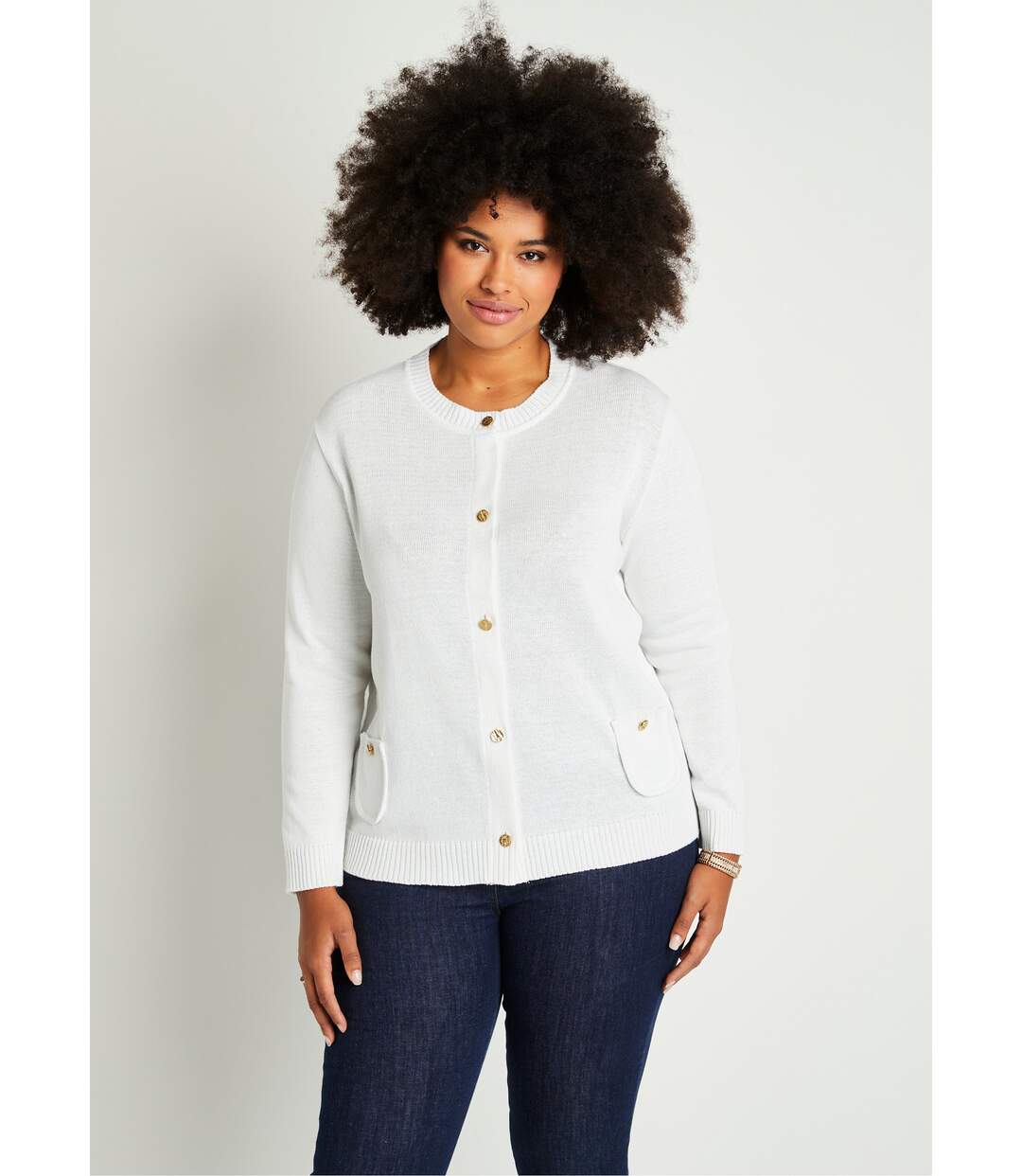 Gilet cardigan court boutonné-1