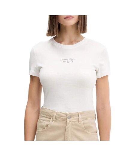 T-Shirt slim blanc femme tommy hilfiger logo