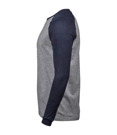 Tee Jay Mens Heather Baseball T-Shirt (Gray/Navy) - UTBC5218