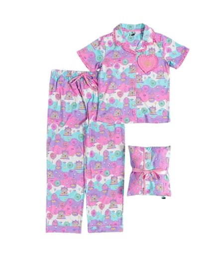 Ensemble De Pyjama Motif/style Ruché Femme Rose Polly Pocket