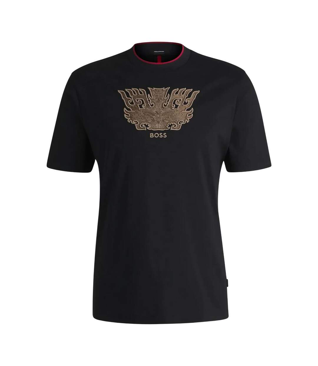 Mens Embroidered Logo Crew Neck T-shirt Black Boss-2