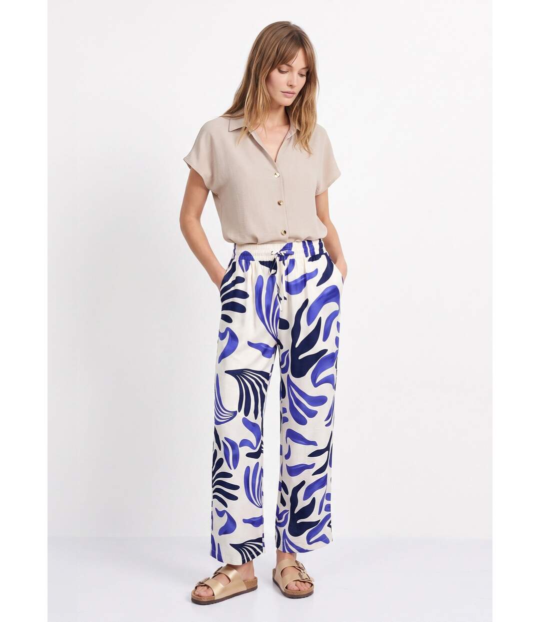 Pantalon large imprimé abstrait-3