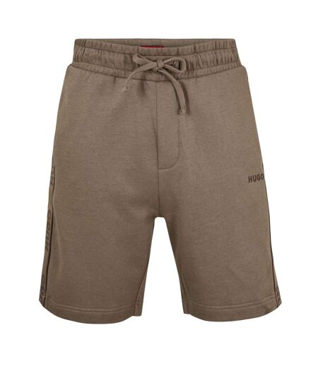 Mens Cotton Blend Side Logo Sweat Shorts Beige Hugo Boss