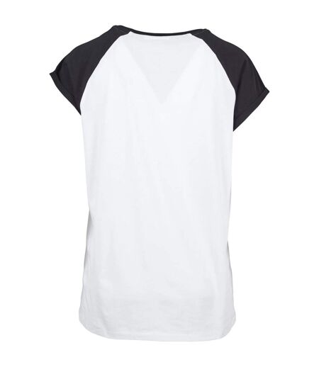 T-shirt Manches Raglan Motif/style Contrasté Femme Blanc Noir Urban Classics