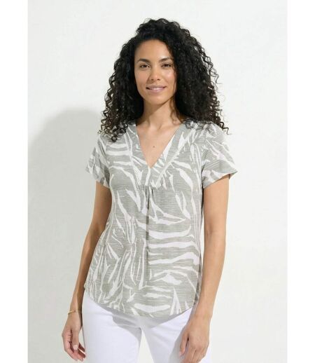 T-shirt col V imprimé manches courtes.