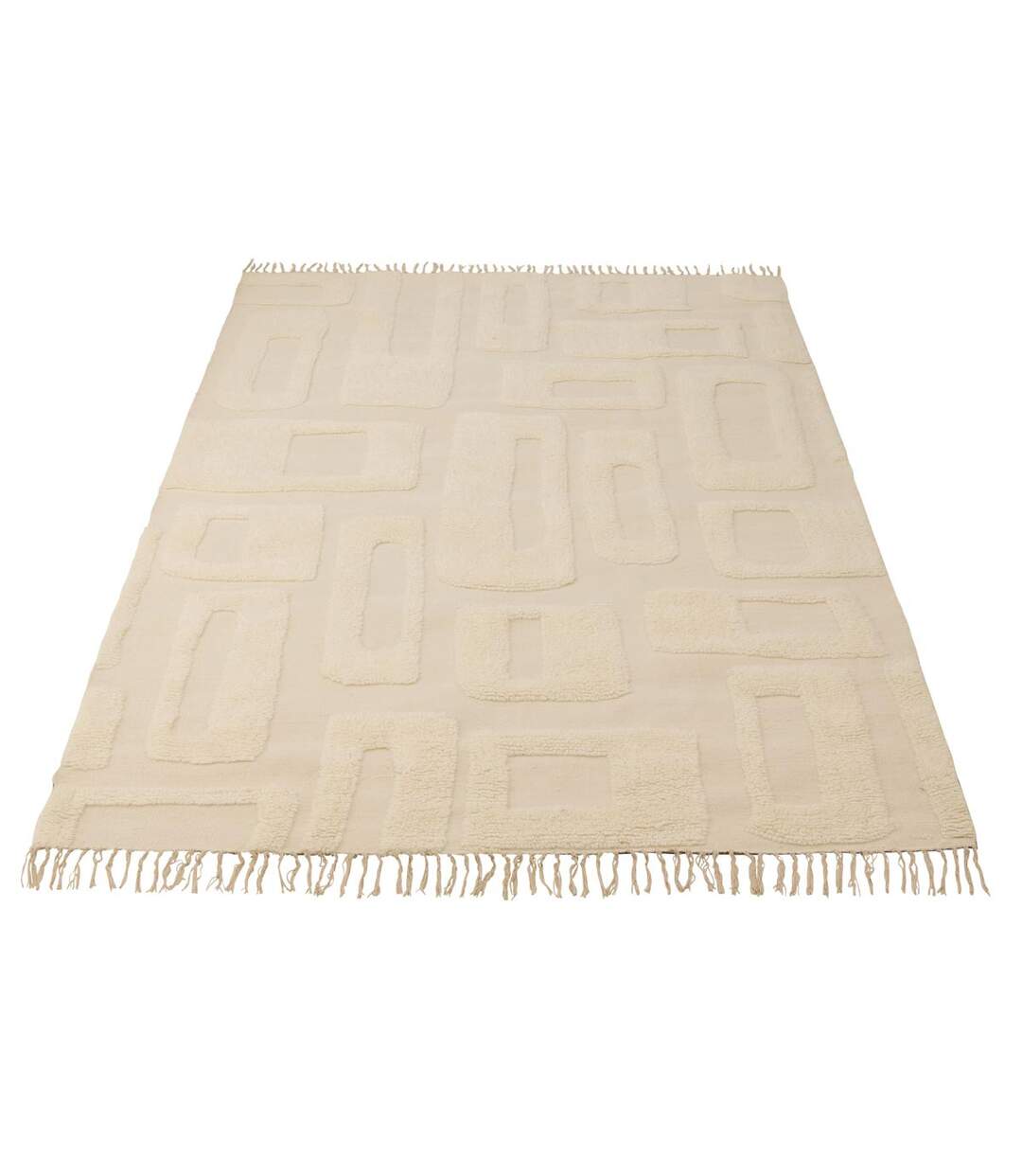 Tapis Déco en Laine Lignes Abstraites 200x300cm Écru-1