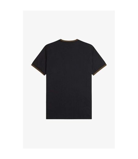 T-shirt Motif/style Rayure Contrastée Sur Bord Homme Noir Marron Fred Perry