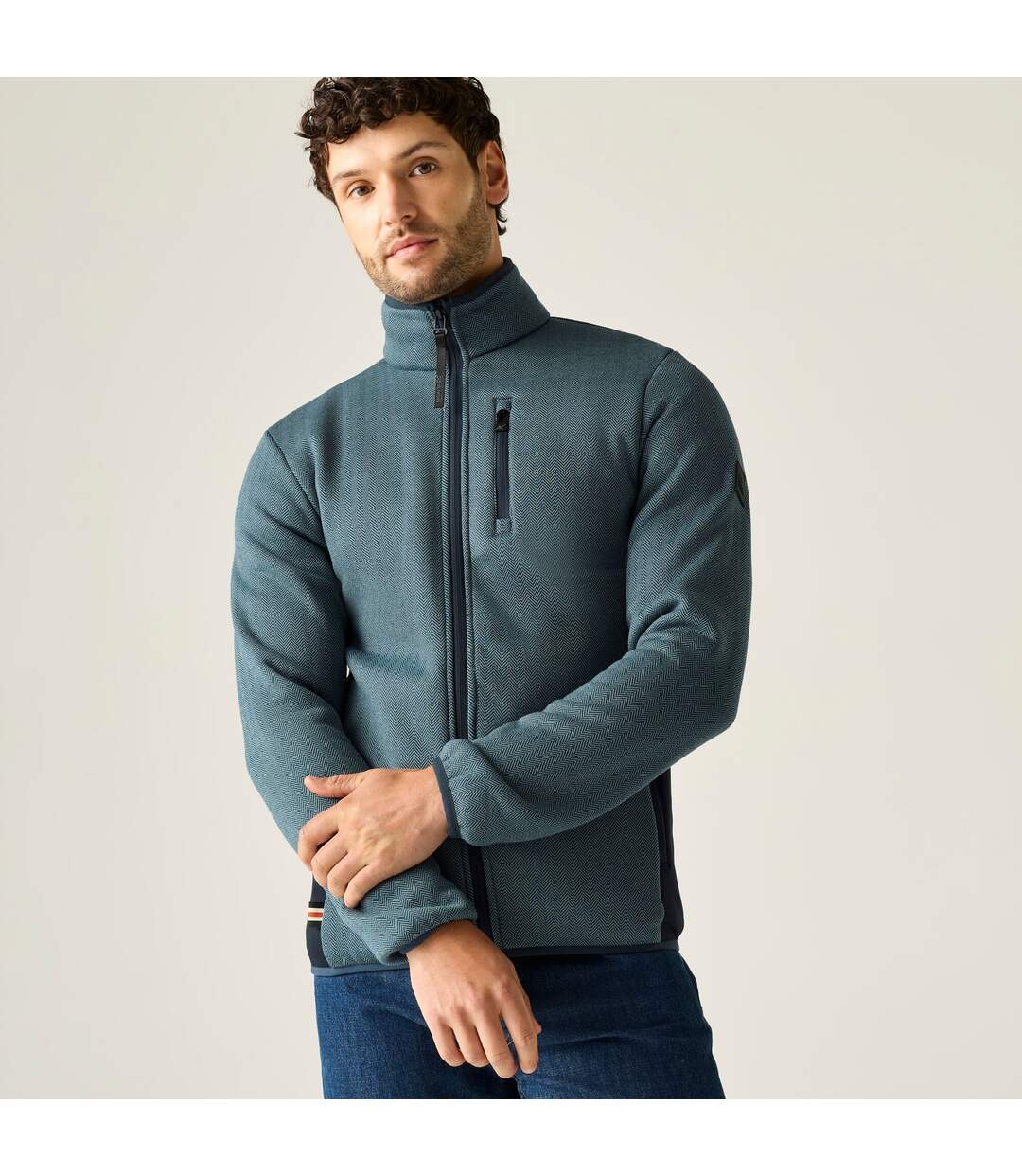 Mens Brayleigh Full Zip Fleece Jacket Grey Mirage Navy Regatta-1