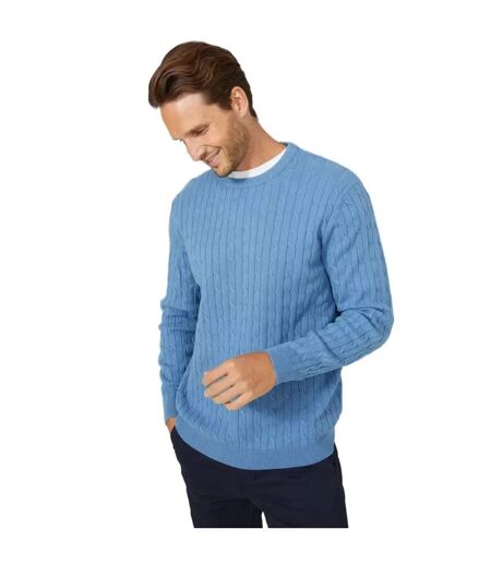 Maine Mens Cable Cotton Crew Neck Sweatshirt (Mid Blue) - UTDH2197