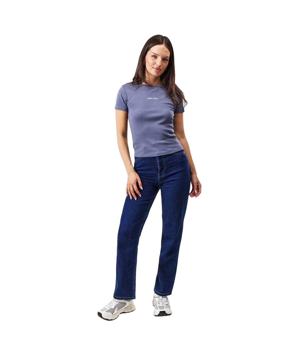 Womens/ladies Cotton T-shirt Dusky Blue Jack Wills-4