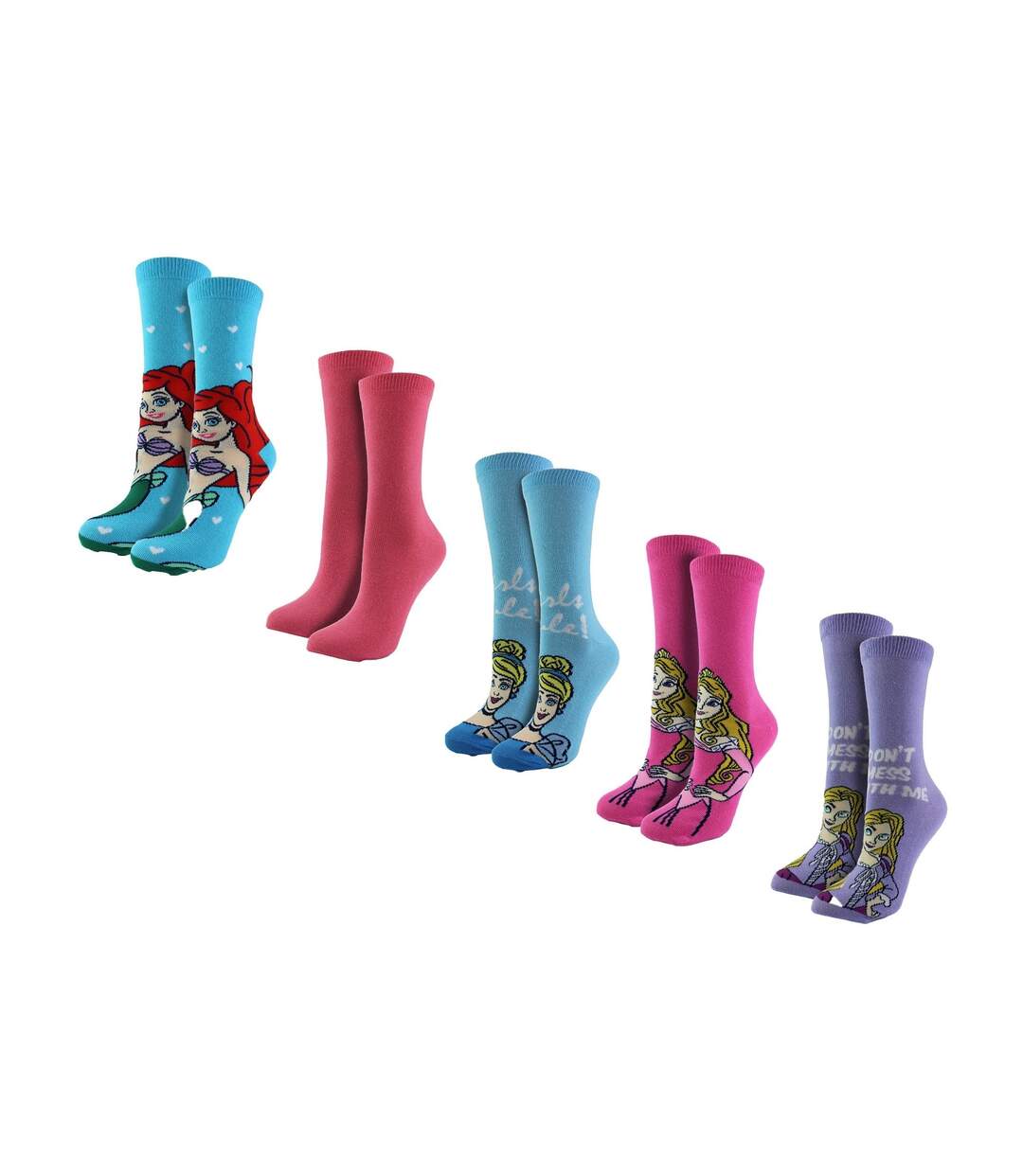 Ladies 5 Pack Princess Socks | Cute Funny Novelty Disney Socks | Disney Gifts-1
