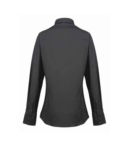 Womens/ladies Supreme Poplin Long-sleeved Formal Shirt Black Premier