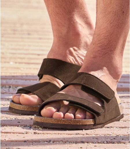 Men's Brown Hook-and-Loop Sandals