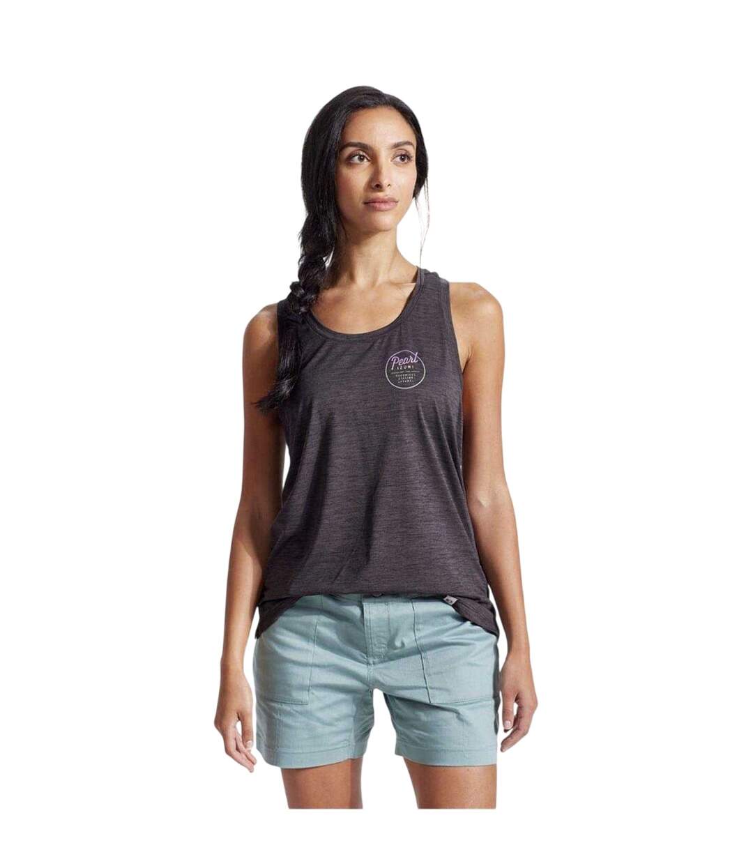 Womens/ladies Circle Logo Relaxed Fit Tank Top Black Heather Marl Pearl Izumi-4