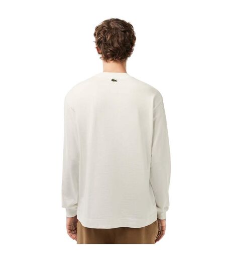Mens Cotton Loose Long-sleeved T-shirt Cream Lacoste