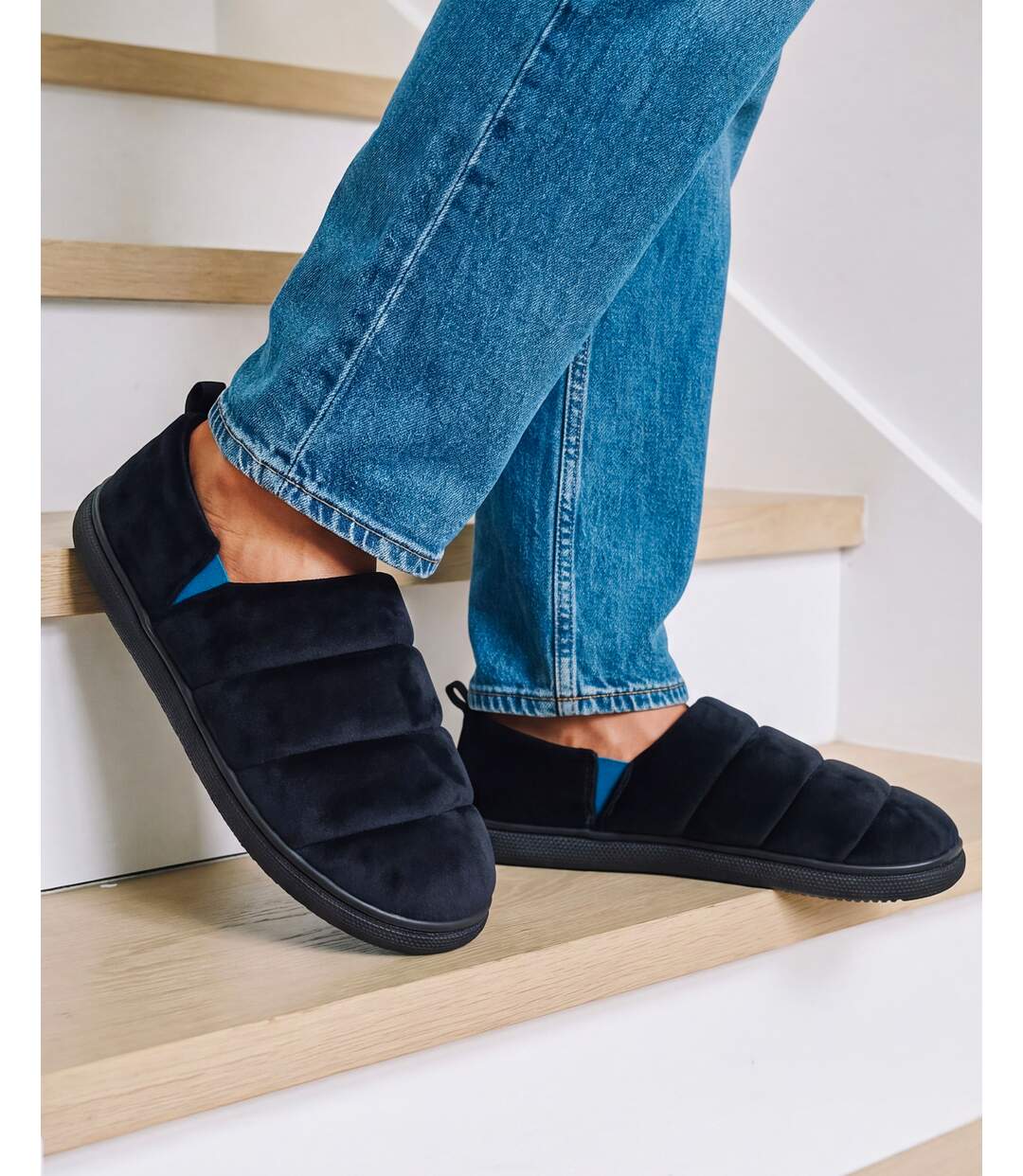 Isotoner Chaussons Mules homme microvelours semelle bloup extra confort-2